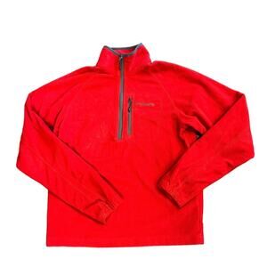 Columbia Mens Medium Bright Red Fleece Quarter Zip Pullover Top